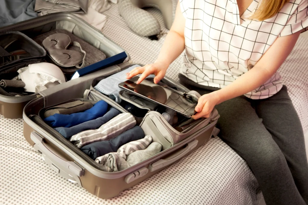 Packing cubes and rolled clothes make organizing easy