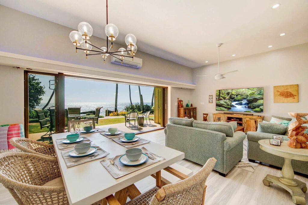 The interior of a vacation rental managed by a top property management company in Hawaii.