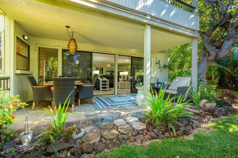 The outdoor area of a Hawaii vacation rental managed by a local property management company.
